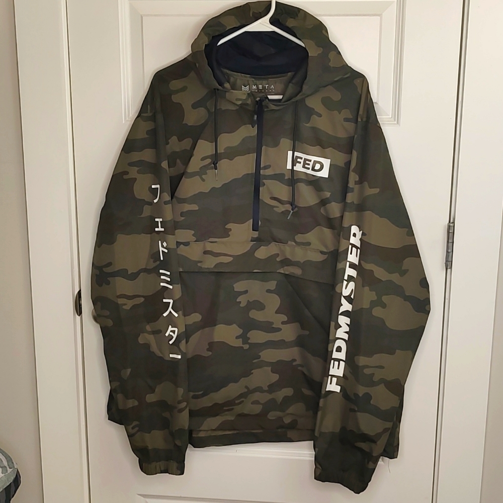 Meta Threads Fedmyster camo hoodie windbreaker anorak 2XL gaming twitch